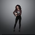 Woman In Gray Background Wearing Black Ripped Jeans And Long Sleeve Top Holding Plush Toy