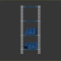 Blue Metal Shelving Unit With Multiple Tiers And Blue Storage Baskets