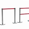 Gold and Silver Stanchion Barriers with Red Ropes Different Styles 3d model