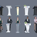 Modern Functional Podium Designs In Various Colors With Presenters For Speeches 3d model