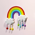 Cute Wall Decor with Rainbow Clouds Sun Moon and Colorful Stars