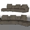 Modern Gray Sectional Sofa with Upholstered Fabric and Multiple Cushions in L Shaped Design