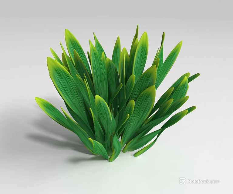 Green Grass Plant With Lush Fresh Long Leaves And Vibrant Green Yellow Hue 3d model 