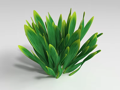 Green Grass Plant With Lush Fresh Long Leaves And Vibrant Green Yellow Hue 3d model