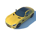 Yellow Mercedes Sports Car With Sleek Design Black Roof And Alloy Wheels