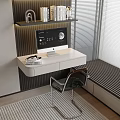 Stylish White Desk Setup With iMac Computer Eyeglasses Transparent Chair And Window Blinds
