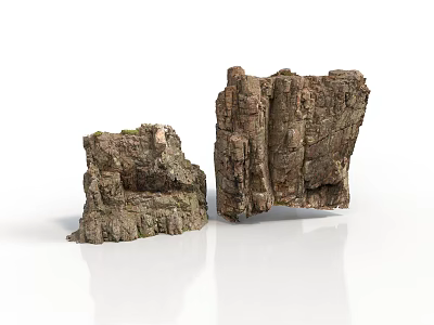 Natural Wood Stone Decorative Elements With Rough Textured Surface For Garden Decoration 3d model
