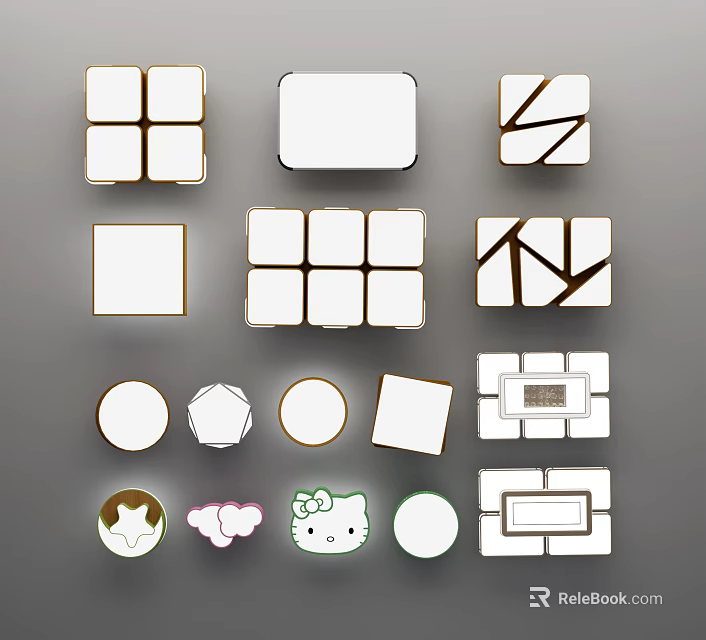 Various Shapes And Designs Modern Ceiling Lights With Geometric And Cartoon Patterns 3d model