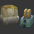Kitchen Appliances Featuring Green Toaster With Toast Slices And Modern Design
