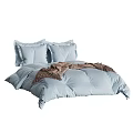 Soft Light Blue Bedding Set With Pillowcases And Brown Tassel Throw Blanket