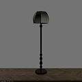 Classic Floor Lamp With Dark Wooden Twisted Pole And Light Colored Lampshade
