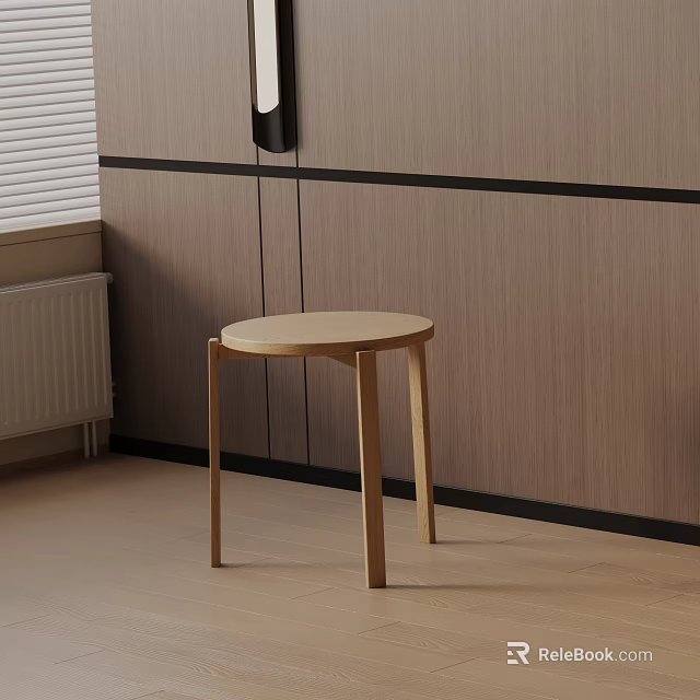 Wooden Side Table With Round Top In Minimalist Interior Setting 3d model 