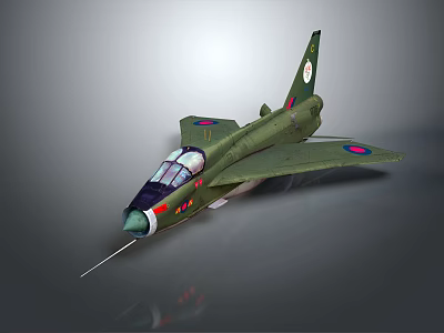 Detailed Green Military Fighter Jet Model With Round Wing Insignias And Cockpit 3d model