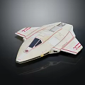 Cream Colored Model Airplane With Red Stripes Stealth Fighter Shape Transparent Cockpit And Dark Background