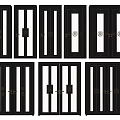 Modern Swing Doors With Glass Panels Black Frames And Brass Handles 3d model