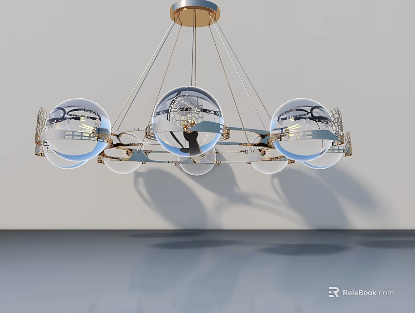 Modern Swing Door Design With Glass Panels And Gold Chandelier Lighting 3d model 