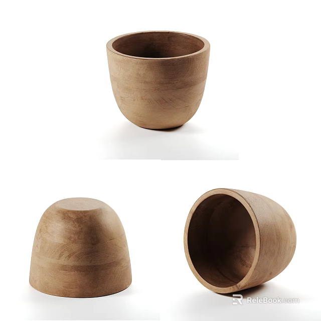 Natural Wooden Tableware Set with Smooth Surface and Classic Design 3d model