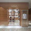 LISHEN Clothing Store Exterior Featuring Wooden Walls Glass Doors and White Suit in Display Case