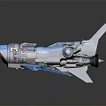 Blue Futuristic Aerial Vehicle With Streamlined Design Cockpit And Mechanical Details