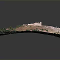 3D Model of Historic Building on Hillside With Surrounding Roads Trees and Green Areas