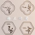 Traditional Chinese Wall Decor With Plum Orchid Bamboo Chrysanthemum Petal And Hexagonal Shapes