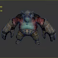 Game and Movie Character With Armored Red Metallic Body Glowing Chest And Clawed Hands