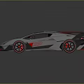 Modern Sleek Gray Sports Car With Red Accents Aerodynamic Design And Rear Spoiler