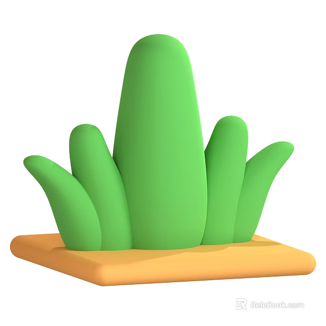 Home Decor Green Succulent Plant With Thick Fleshy Leaves On Orange Base 3d model 