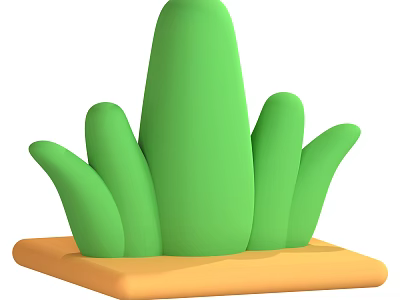 Home Decor Green Succulent Plant With Thick Fleshy Leaves On Orange Base 3d model