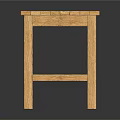 Solid Wooden Stool With Simple Design Square Seat And Stable Leg Structure 3d model