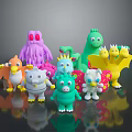 Cute Colorful Character Creature Dolls with Various Shapes Different Colors and Patterns