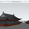Traditional Chinese Architectural Components Featuring Classic Roof Overhanging Eaves Tiles And Red Double Layer Decorations