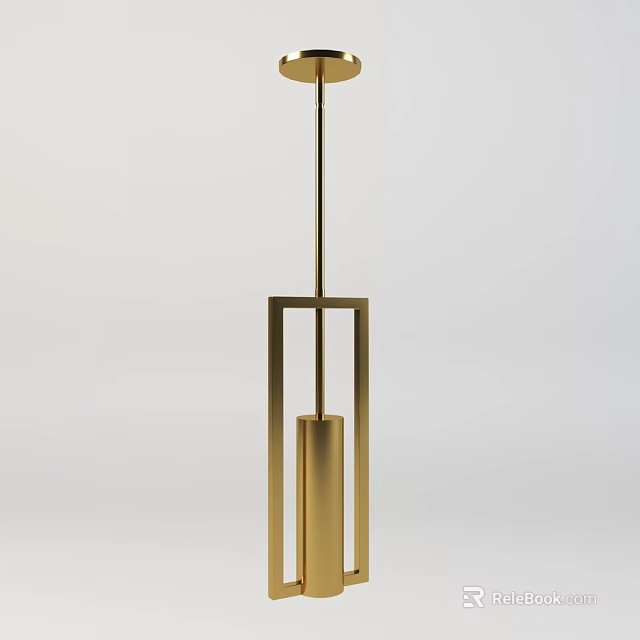 Golden Modern Minimalist Chandelier With Sleek Metal Frame And Elegant Design Structure 3d model 