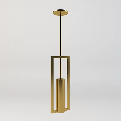 Golden Modern Minimalist Chandelier With Sleek Metal Frame And Elegant Design Structure 3d model