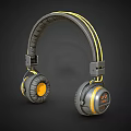 Over Ear Headphone Speaker in Gray and Yellow with Padded Earpads and Stylish Headband