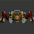Mechanical Robot Character And Plant Bio Hybrid With Red Arms Yellow Joints White Feet