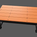 Outdoor Table With Wooden Slatted Top And Black Metal Stable Legs Design