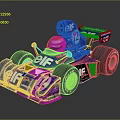 Blue Vintage Formula Race Car With ELF Ford Goodyear Logos Rear Wing Number 12
