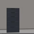 Dark Blue Decorative Cabinet With Multiple Drawers Against Light Wall And Wooden Floor