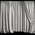 Gray Curtains Interior Design With Sheer Panels And Light Filtering Effect 3d model