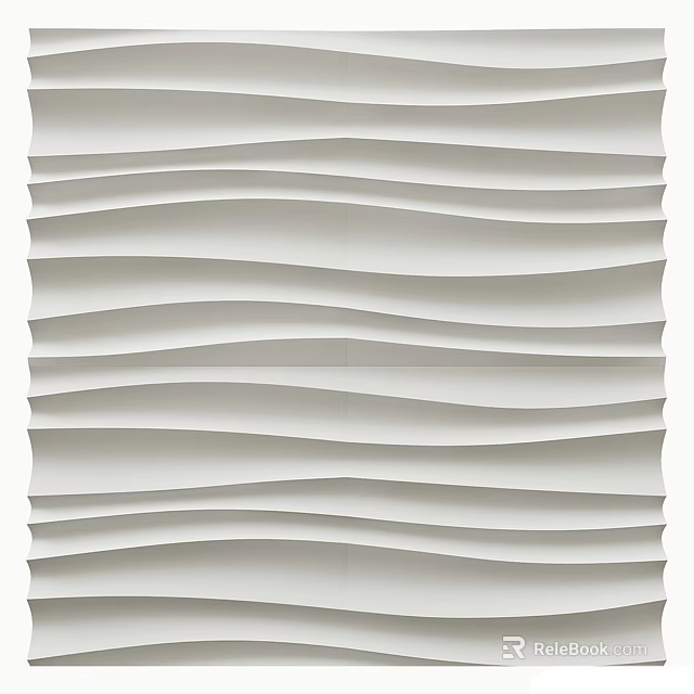 White Wavy Textured Wall Paneling In Modern Style For Interior Decorative Design 3d model 