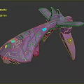 Futuristic Purple Spaceship Design With Glowing Blue Details For Space Exploration