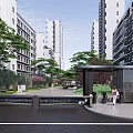 Modern gate residential area sub-entrance entrance gate entrance gate building sentry box car blocking machine 3d model