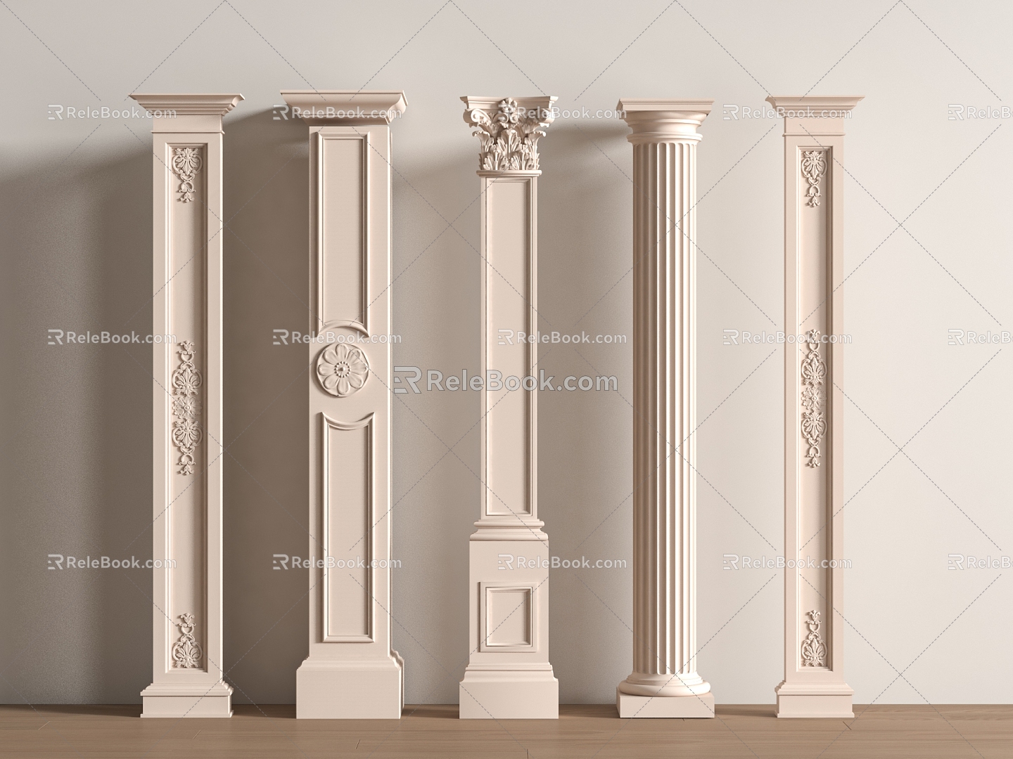 European Column Roman Column Gypsum Column Gypsum Line Cylindrical Square Column 3d model