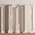 European Column Roman Column Gypsum Column Gypsum Line Cylindrical Square Column 3d model