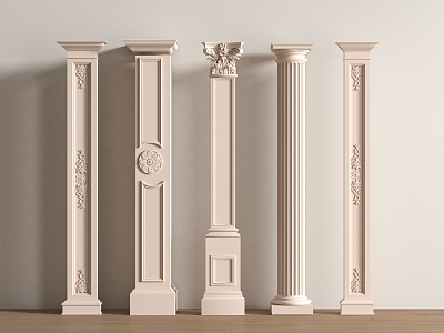 European Column Roman Column Gypsum Column Gypsum Line Cylindrical Square Column 3d model