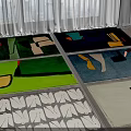 Colorful Square Rugs With Abstract Geometric Patterns For Indoor Living Room Bedroom Decor