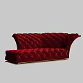 Red Velvet Chaise Lounge With Tufted Diamond Pattern And Elegant Design 3d model
