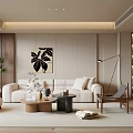 Modern Living And Dining Area With Neutral Tones And Cozy Furnishings