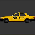 Yellow Classic Taxi Car With TAXI Roof Sign And Side Logo Design